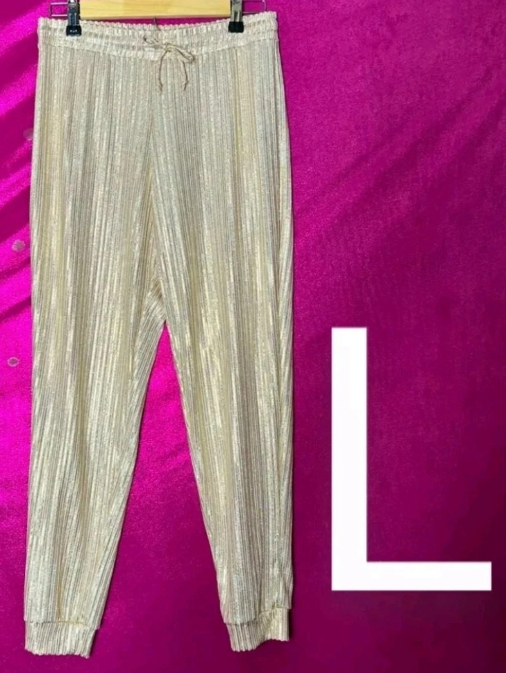 🆕Champagne Metallic Gold Lightweight Fashion Joggers  Size L